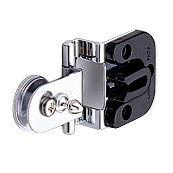 Cabinet Hinges | Half Overlay Glass Door Hinge With Catch – EACH (Polished Chrome) Cabinet Hardware Cabinet Hinges