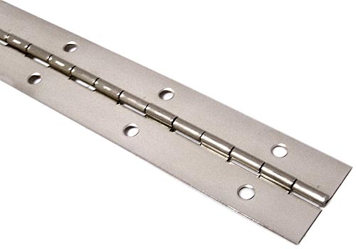 Cabinet Hinges | Medium-Gauge Steel 1-1/2″ (38mm) x 48″ (1219mm) Continuous Piano Hinge  – EACH (Bright Nickel) Cabinet Hardware Cabinet Hinges