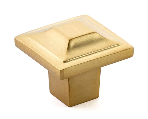 Cabinet Knobs & Pulls | 1-1/4″ (32mm) Square Cabinet Knob (Signature Satin Brass) Cabinet Hardware Cabinet Knobs & Pulls