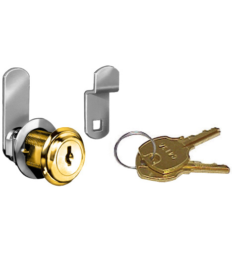 Cabinet Locks | National 1-3/16″ Disc Tumbler Cylinder Cam Lock with Keyed Options (Bright Brass) Cabinet Hardware Cabinet Locks