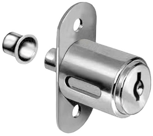 Cabinet Locks | National 1″ Disc Tumbler Sliding Door Plunger Lock – Keyed Alike #413 (Dull Chrome) Cabinet Hardware Cabinet Locks