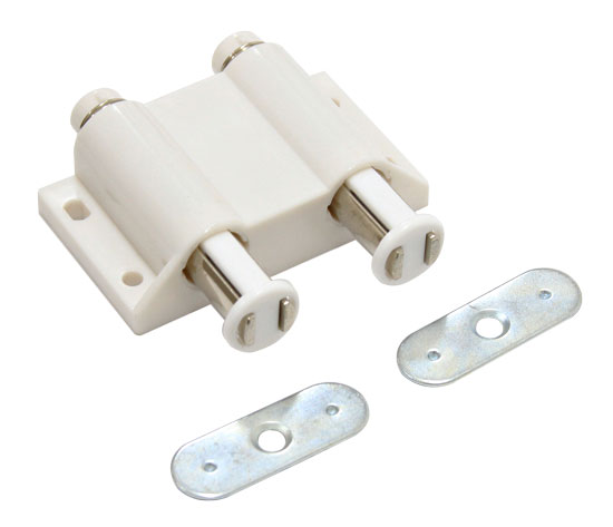 Catches, Latches & Bumpers | Double Magnetic Touch Latch (White) Cabinet Hardware Catches, Latches & Bumpers