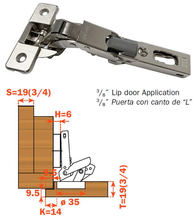 Concealed European Hinges | 110° Universal “Super Hinge” – EACH (3/8″ Lipped Door & Special Applications, Self-Closing, Screw-On) Cabinet Hardware Concealed European Hinges