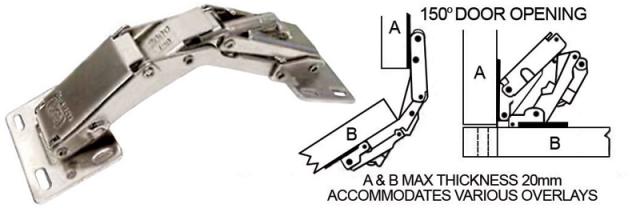 Concealed European Hinges | 150° Opening Surface Mount Concealed Hinge – EACH (Nickel) Cabinet Hardware Concealed European Hinges