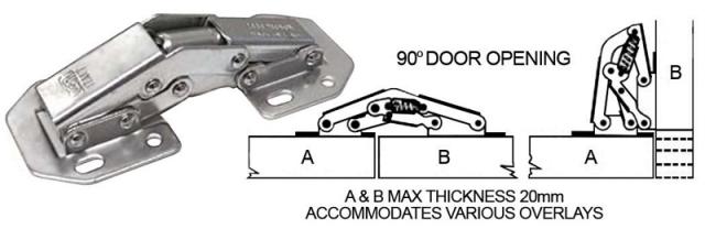 Concealed European Hinges | 90° Opening Surface Mount Concealed Hinge – EACH (Nickel) Cabinet Hardware Concealed European Hinges