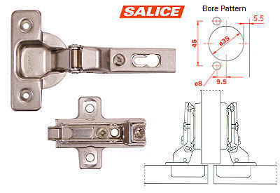 Concealed European Hinges | Hinge and Plate (110° – Euro Box Const – 1/2 Overlay – Screw-On) Cabinet Hardware Concealed European Hinges