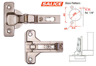 Concealed European Hinges | Hinge and Plate (110° – Face Frame – 1/4″ Overlay – Screw-On) Cabinet Hardware Concealed European Hinges