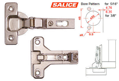 Concealed European Hinges | Hinge and Plate (110° – Face Frame – 5/16″-3/8″ Overlay – Screw-On) Cabinet Hardware Concealed European Hinges