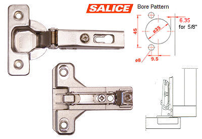 Concealed European Hinges | Hinge and Plate (120° – Face Frame – 5/8″ Overlay – Screw-On) Cabinet Hardware Concealed European Hinges