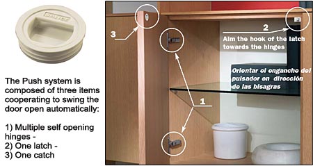 Concealed European Hinges | Push Knock-In Retaining Catch for Overlay Doors – EACH (Beige) Cabinet Hardware Concealed European Hinges