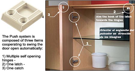 Concealed European Hinges | Push Suface Mount Catch for Inset Doors – EACH (Beige) Cabinet Hardware Concealed European Hinges