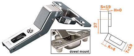 Concealed European Hinges | +30° Corner Hinge - EACH (Self-Closing, Doweled)